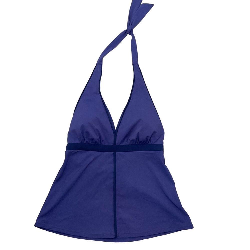 Spanx Azure Chic Trim Tankini Halter Top Swim Suit Shapewear Purple Size 12